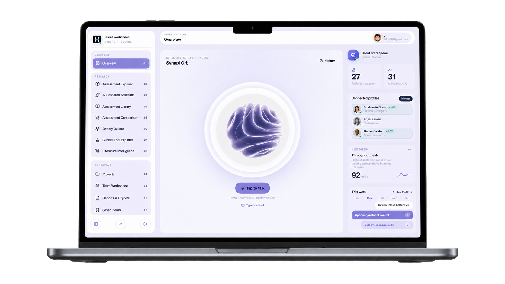 Clinical assessment workspace preview